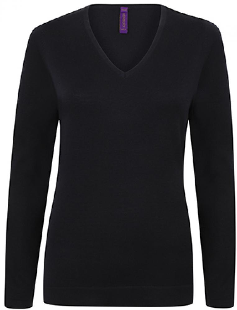 <b>Henbury</b> <br> Ladies Lightweight V Neck Jumper
