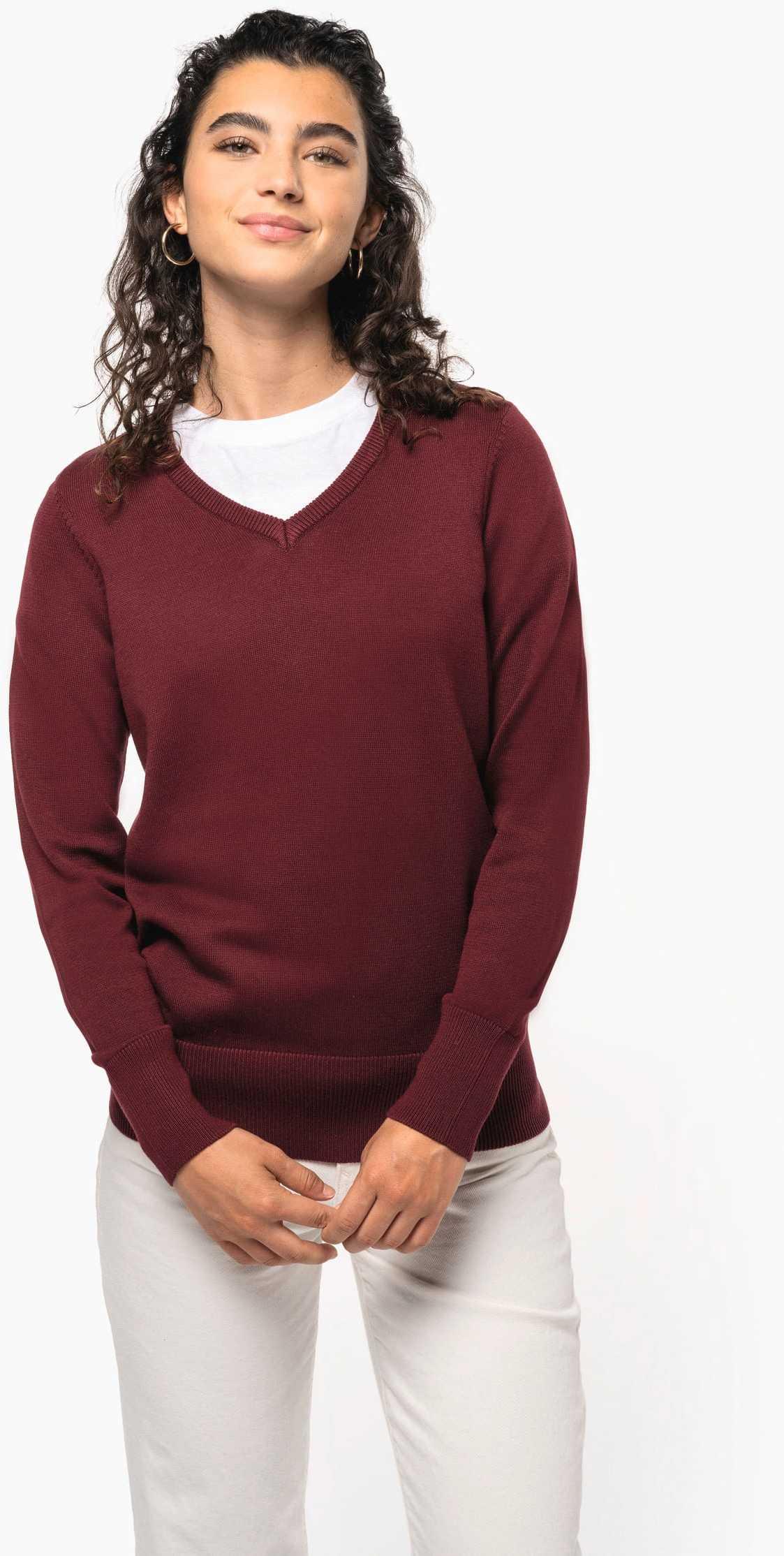 <b>Kariban</b> <br> Damenpullover mit V-Ausschnitt