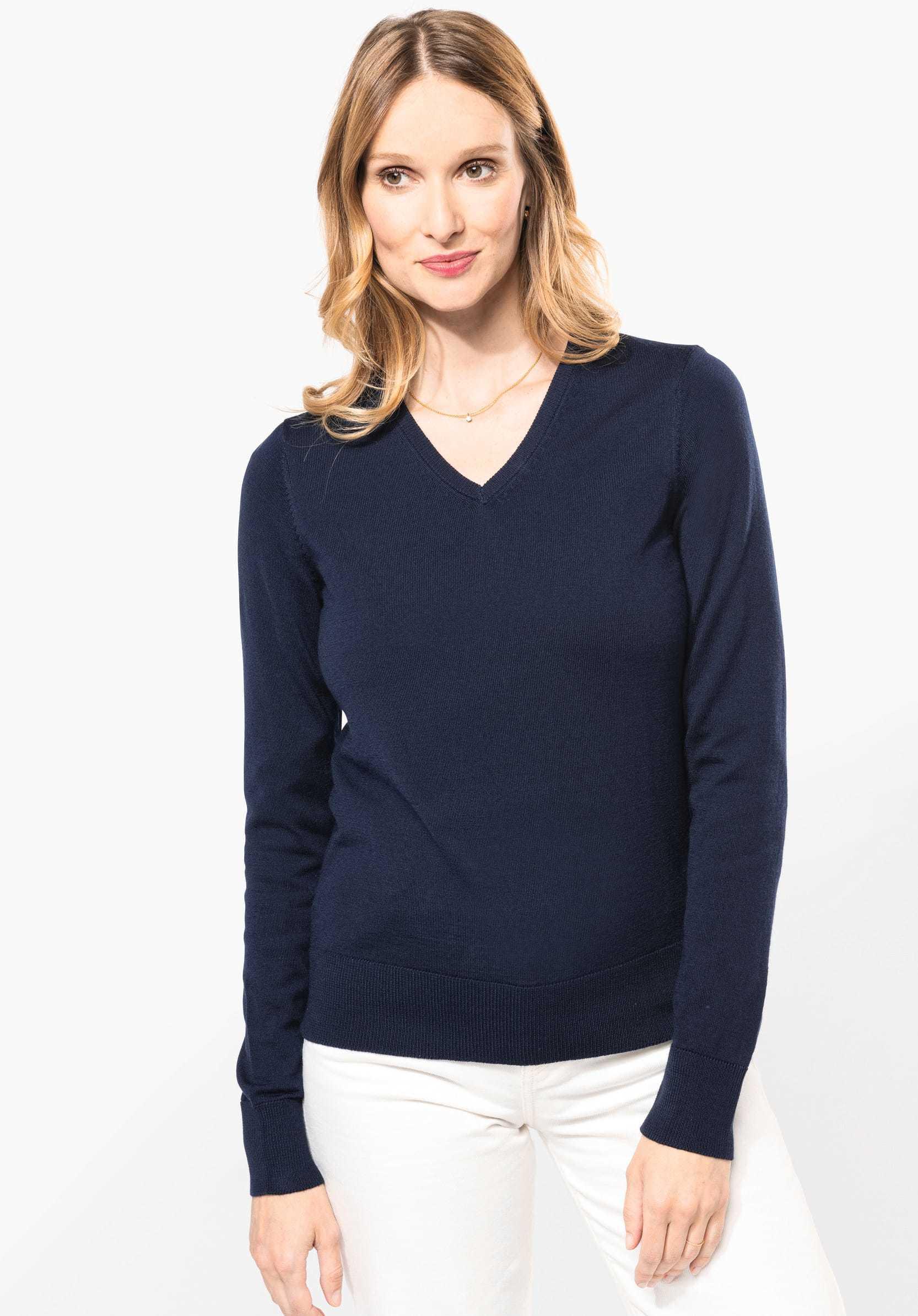 <b>Kariban Premium</b> <br> Merino-Damenpullover mit V-Ausschnitt